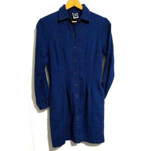 Women's Lands End Denim Shirt Dress Long Sleeve Button Down Pockets Modest 6